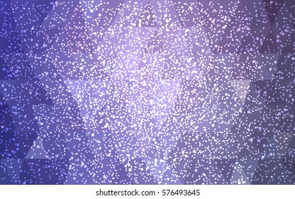 Light Purple vector christmas polygon background. Low poly Illustration consisting of triangles with snowflakes. Texture background of New Year celebration.