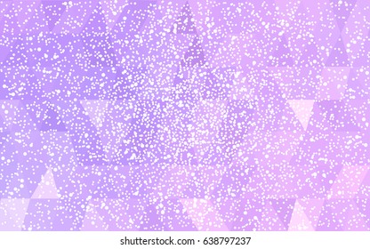 Light Purple vector christmas polygon background. Low poly Illustration consisting of triangles with snowflakes. Texture background of New Year celebration.