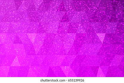 Light Purple vector christmas polygon background. Low poly Illustration consisting of triangles with snowflakes. Texture background of New Year celebration.