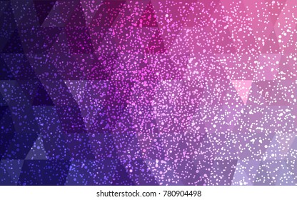 Light Purple vector christmas polygon background. Low poly Illustration consisting of triangles with snowflakes. Texture background of New Year celebration.