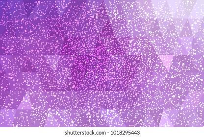 Light Purple vector christmas postcard low polygon background. Illustration consisting of triangles. Abstract triangular polygonal origami or crystal design of New Year celebration.
