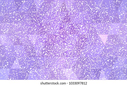 Light Purple vector christmas postcard low polygon background. Illustration consisting of triangles. Abstract triangular polygonal origami or crystal design of New Year celebration.