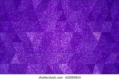 Light Purple vector christmas postcard low polygon background. Illustration consisting of triangles. Abstract triangular polygonal origami or crystal design of New Year celebration.