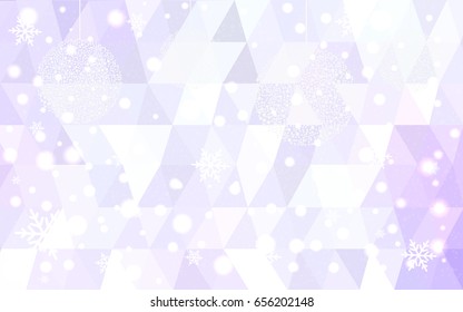Light Purple vector christmas postcard low polygon background. Illustration consisting of triangles. Abstract triangular polygonal origami or crystal design of New Year celebration.