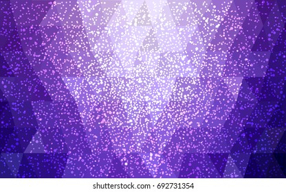 Light Purple vector christmas postcard low polygon background. Illustration consisting of triangles. Abstract triangular polygonal origami or crystal design of New Year celebration.