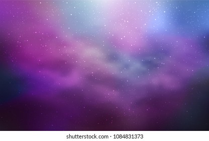 Light Purple vector cover with astronomical stars. Shining colored illustration with bright astronomical stars. Smart design for your business advert.