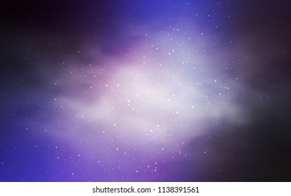 Light Purple vector cover with astronomical stars. Blurred decorative design in simple style with galaxy stars. Template for cosmic backgrounds.