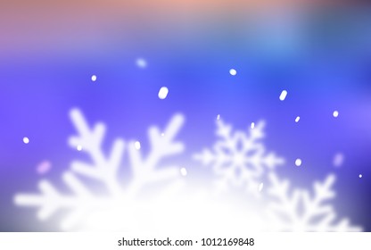 Light Purple vector cover with beautiful snowflakes. Blurred decorative design in xmas style with snow. The pattern can be used for new year ad, booklets.