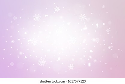 Light Purple vector cover with beautiful snowflakes. Shining colored illustration with snow in christmas style. New year design for your ad, poster, banner.