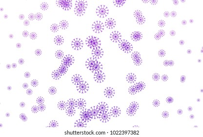 Light Purple vector cover with beautiful snowflakes. Decorative shining illustration with snow on abstract template. The pattern can be used for new year ad, booklets.