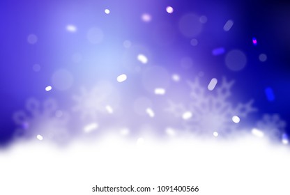 Light Purple vector cover with beautiful snowflakes. Blurred decorative design in xmas style with snow. New year design for your business advert.