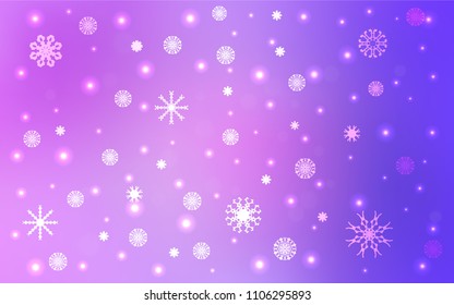 Light Purple vector cover with beautiful snowflakes. Modern geometrical abstract illustration with crystals of ice. The pattern can be used for new year leaflets.