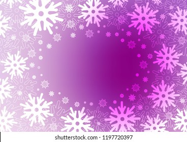 Light Purple vector cover with beautiful snowflakes. Blurred decorative design in xmas style with snow. The pattern can be used for new year ad, booklets.