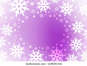 Light Purple vector cover with beautiful snowflakes. Glitter abstract illustration with crystals of ice. New year design for your ad, poster, banner.