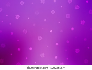 Light Purple vector cover with beautiful snowflakes. Shining colored illustration with snow in christmas style. New year design for your ad, poster, banner.