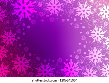 Light Purple vector cover with beautiful snowflakes. Modern geometrical abstract illustration with crystals of ice. The pattern can be used for new year leaflets.