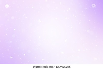 Light Purple vector cover with beautiful snowflakes. Snow on blurred abstract background with gradient. New year design for your business advert.