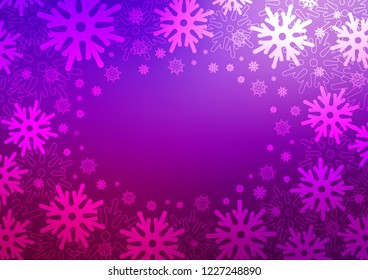 Light Purple vector cover with beautiful snowflakes. Snow on blurred abstract background with gradient. The pattern can be used for year new  websites.