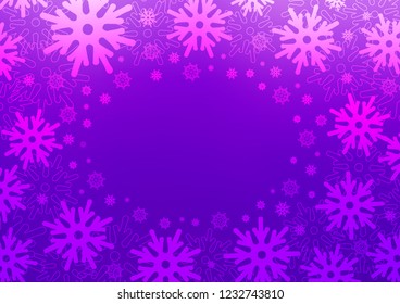 Light Purple vector cover with beautiful snowflakes. Glitter abstract illustration with crystals of ice. The template can be used as a new year background.