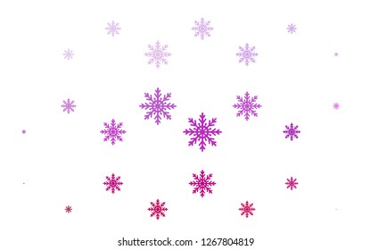 Light Purple vector cover with beautiful snowflakes. Snow on blurred abstract background with gradient. The pattern can be used for year new  websites.