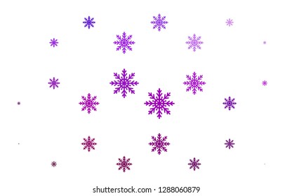 Light Purple vector cover with beautiful snowflakes. Glitter abstract illustration with crystals of ice. The pattern can be used for new year leaflets.