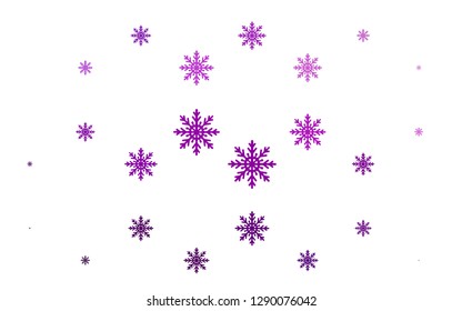 Light Purple vector cover with beautiful snowflakes. Shining colored illustration with snow in christmas style. The pattern can be used for new year ad, booklets.
