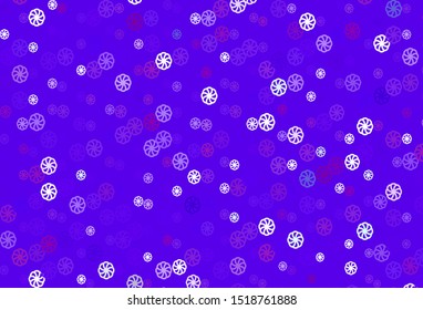 Light Purple vector cover with beautiful snowflakes. Glitter abstract illustration with crystals of ice. New year design for your ad, poster, banner.