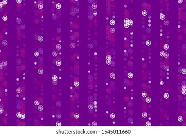 Light Purple vector cover with beautiful snowflakes. Shining colored illustration with snow in christmas style. The template can be used as a new year background.