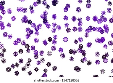 Light Purple vector cover with beautiful snowflakes. Modern geometrical abstract illustration with crystals of ice. The pattern can be used for new year ad, booklets.