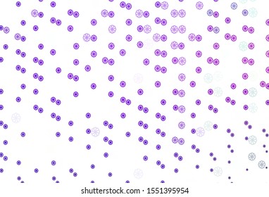 Light Purple vector cover with beautiful snowflakes. Glitter abstract illustration with crystals of ice. The pattern can be used for new year leaflets.