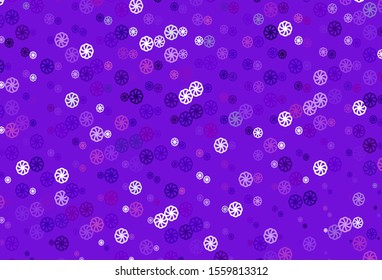 Light Purple vector cover with beautiful snowflakes. Glitter abstract illustration with crystals of ice. The pattern can be used for new year leaflets.