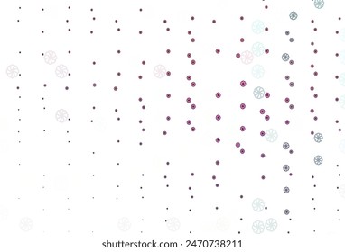 Cubierta de Vector púrpura claro con hermosos copos de nieve. Ilustración abstracta geométrica moderna con cristales de hielo. Nuevo año de diseño para su anuncio de negocios.