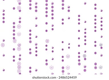 Light Purple vector cover with beautiful snowflakes. Decorative shining illustration with snow on abstract template. The template can be used as a new year background.
