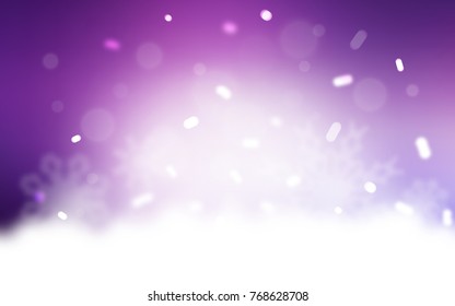 Light Purple vector cover with beautiful snowflakes. Shining colored illustration with snow in christmas style. The pattern can be used for new year ad, booklets.