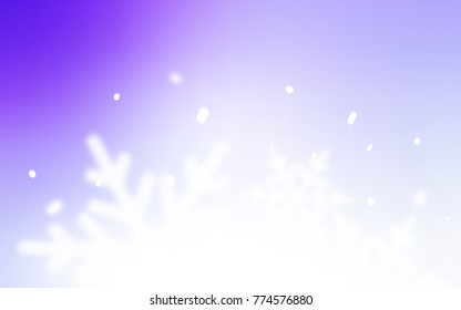 Light Purple vector cover with beautiful snowflakes. Snow on blurred abstract background with gradient. New year design for your ad, poster, banner.