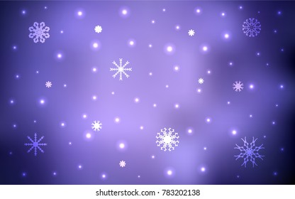 Light Purple vector cover with beautiful snowflakes. Modern geometrical abstract illustration with crystals of ice. New year design for your business advert.