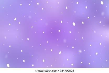 Light Purple vector cover with beautiful snowflakes. Decorative shining illustration with snow on abstract template. The pattern can be used for new year ad, booklets.