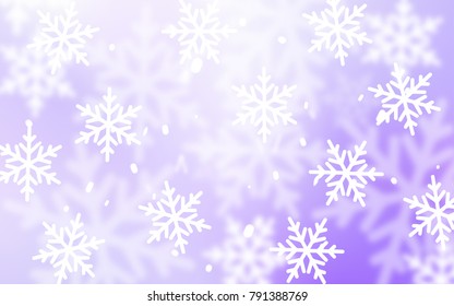 Light Purple vector cover with beautiful snowflakes. Shining colored illustration with snow in christmas style. The pattern can be used for year new  websites.