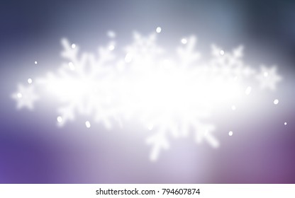 Light Purple vector cover with beautiful snowflakes. Snow on blurred abstract background with gradient. New year design for your business advert.