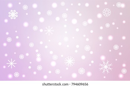 Light Purple vector cover with beautiful snowflakes. Modern geometrical abstract illustration with crystals of ice. New year design for your business advert.