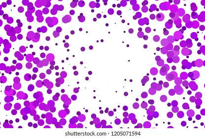 Light Purple vector cover with circles. Blurred decorative design in abstract style with bubbles. Pattern of water, rain drops.