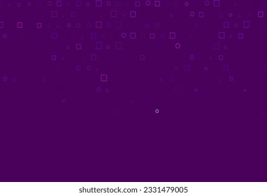 Cubierta vectorial púrpura clara con círculos, cubos. Diseño decorativo de estilo abstracto con círculos, rectángulos. Patrón de anuncios, folletos.
