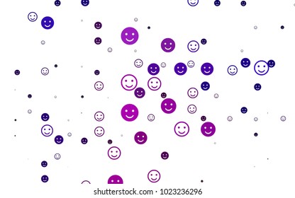Light Purple vector cover with cute smiles. Beautiful colored illustration with smiles in simple style. Pattern for parties, gifts, congratulations.