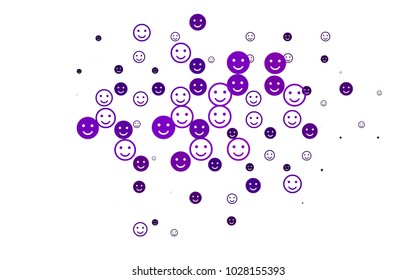 Light Purple vector cover with cute smiles. Decorative shining illustration with smiles on white template. Design for positive ad, poster, banner.