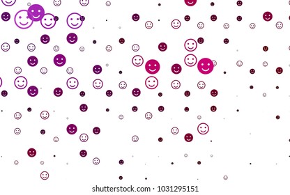 Light Purple vector cover with cute smiles. Illustration with set of smiles in simple style. Pattern for carnival, festival fun leaflets.