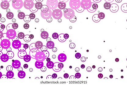 Light Purple vector cover with cute smiles. Beautiful colored illustration with smiles in simple style. Pattern for ad, booklets, leaflets of celebrations.
