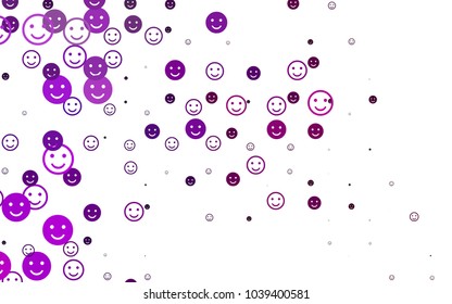 Light Purple vector cover with cute smiles. Beautiful colored illustration with smiles in simple style. Pattern for ad, booklets, leaflets of celebrations.