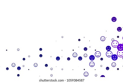 Light Purple vector cover with cute smiles. Blurred decorative design of smiles in doodle style. Design for positive ad, poster, banner.