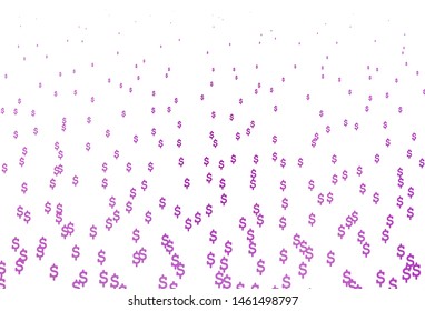 Light Purple vector cover with Dollar signs. Colored symbols of all currency on white background. The pattern can be used as ads, poster, banner for payments.