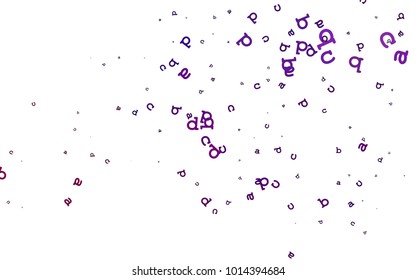 Light Purple vector cover with english symbols. Shining illustration with ABC symbols on abstract template. The pattern can be used for ad, booklets, leaflets of education.